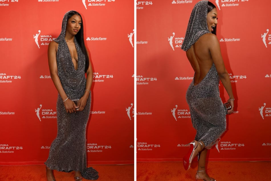 Angel Reese's WNBA Draft night was a double win, dazzling as a top-10 pick and on the red carpet wearing a stunning hooded gown styled by Vogue's Naomi Elizee.