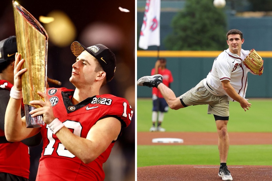 Georgia football's Stetson Bennett goes viral with a killer MLB first pitch!