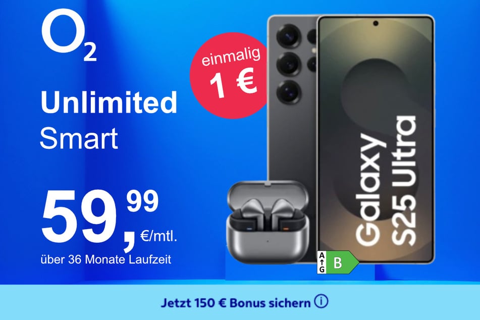 Das Samsung Galaxy S25 Ultra + Buds 3 Pro im o2 Mobile Unlimited Smart für einmalig 1 Euro.