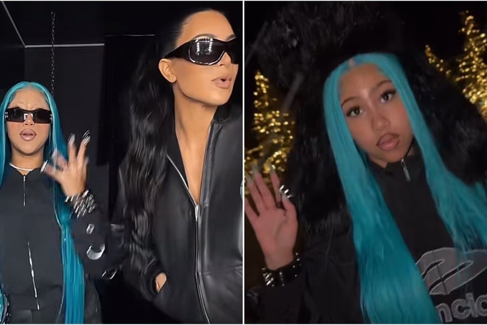 Kim Kardashian (c)'s young daughter North West (l, r) is keeping up with her new Instagram page, which she debuted over the weekend.