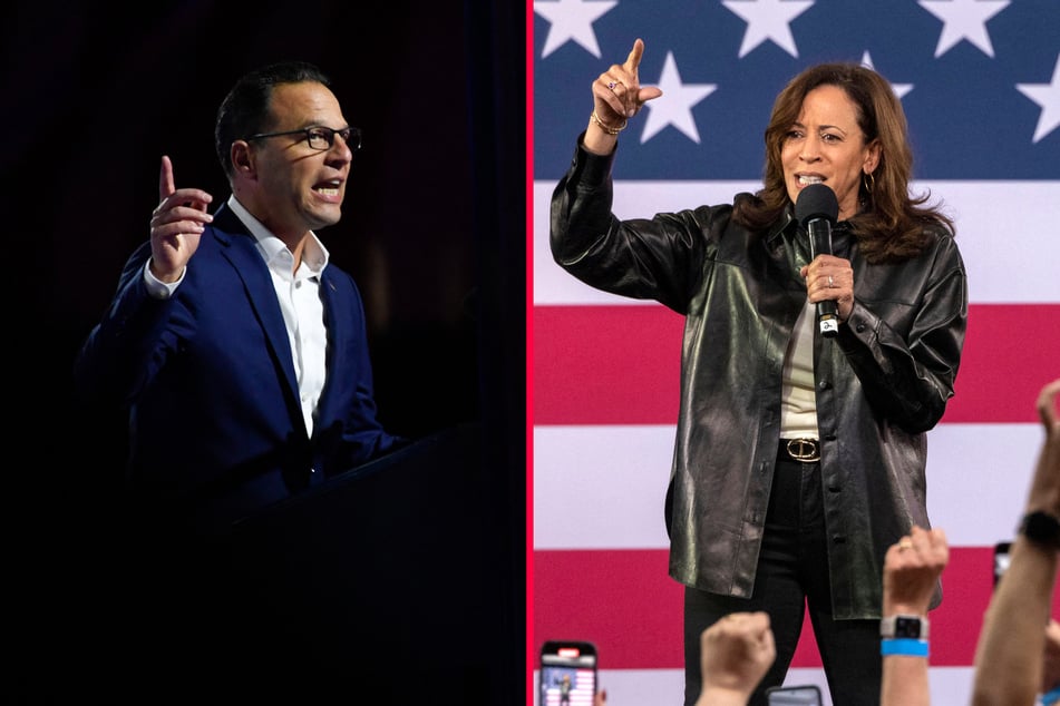Pennsylvania Governor Josh Shapiro (l.) said some of the claims former Vice President Kamala Harris made about him in her book are false.