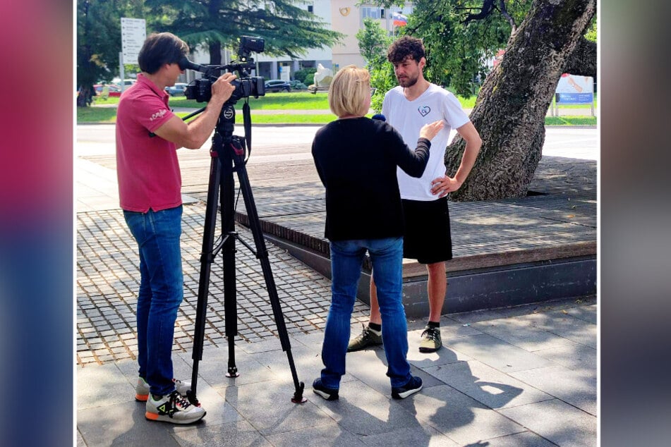 Im slowenischen Nova Gorica schaffte es KuHa-Tourist Johannes Riethausen (32) sogar ins Fernsehen.