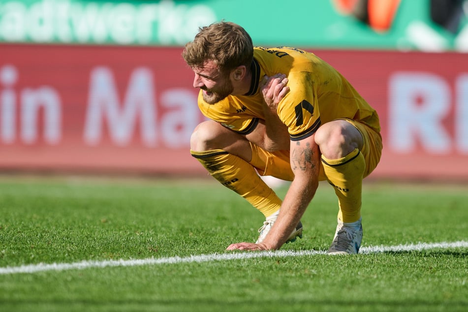 Bitterer Fußball-Nachmittag für Lars Bünning (28): Der Dynamo erzielte zwei Treffer, durfte sich am Ende aber nur einmal freuen.