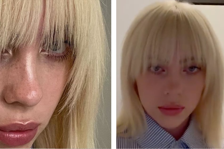 Billie posted multiple Instagram photos showing off her new blonde hairstyle (collage).