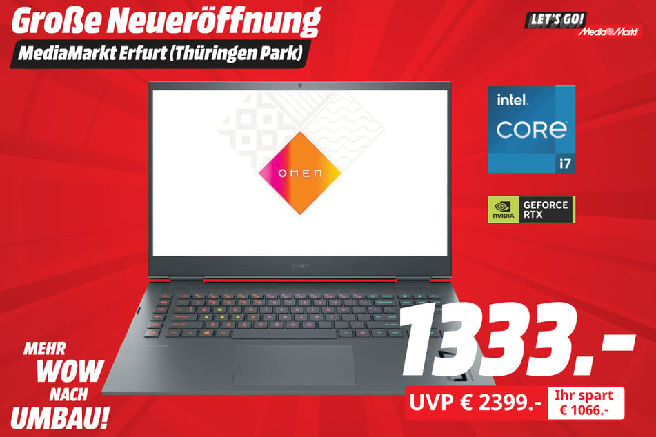 HP-Notebook für 1.333 statt 2.399 Euro.