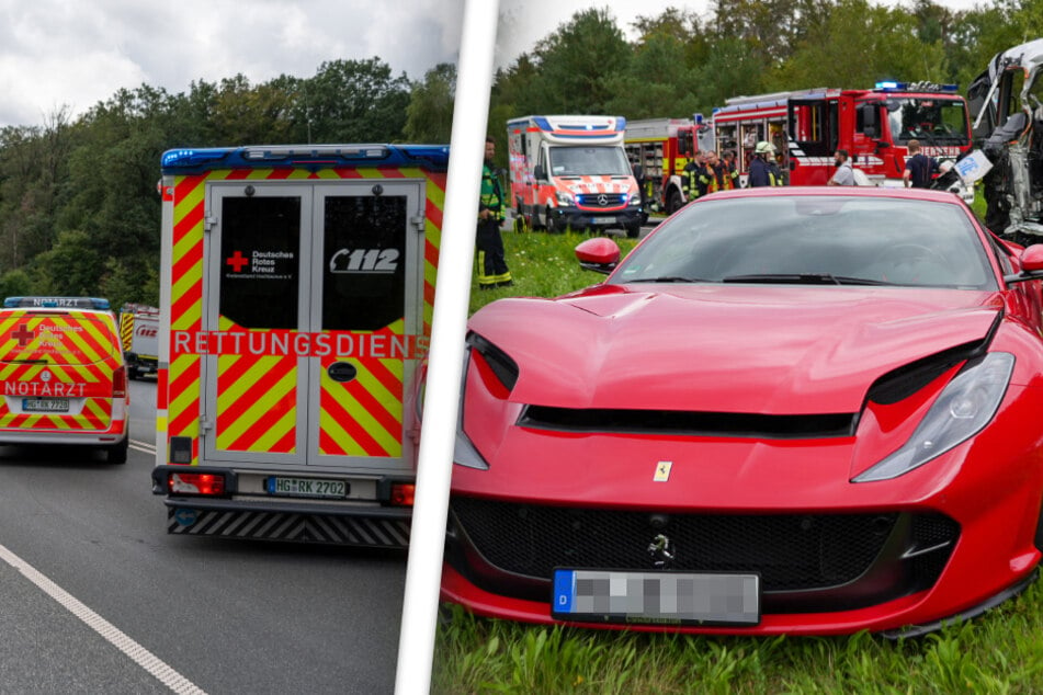 Ferrari nur noch Schrott nach Horror-Crash: Vier Personen schwer verletzt