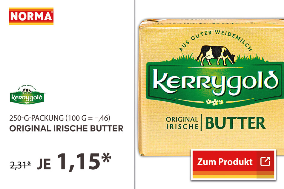Irische Butter für 1,15 Euro.