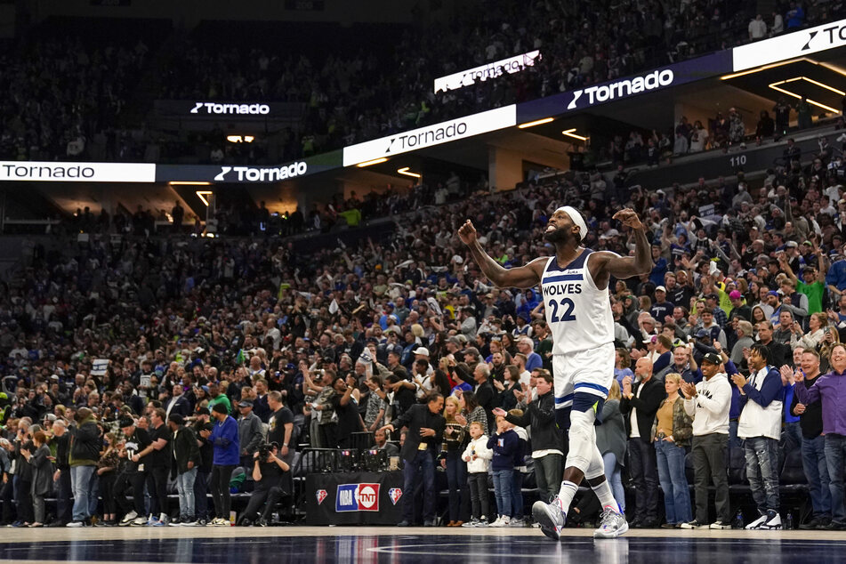 Timberwolves guard Patrick Beverley whips up the crowd at the Target Center in Minneapolis.