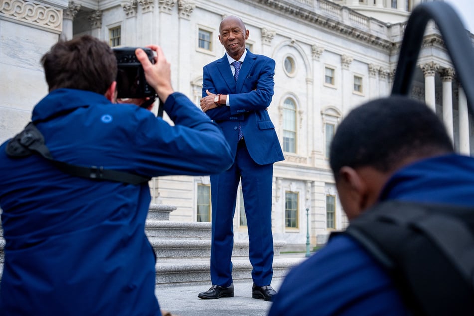 Representative-elect Sylvester Turner poses for a photograph after joining other congressional freshmen of the 119th Congress for a group photograph on the steps of the House of Representatives on November 15, 2024.