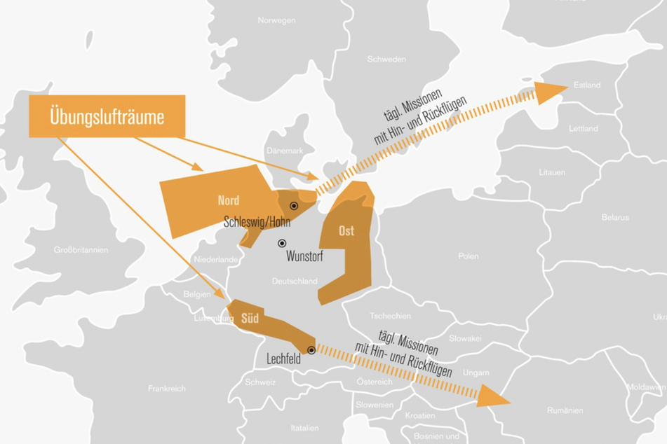 In drei Lufträumen über Deutschland wird "Air Defender 2023" stattfinden.