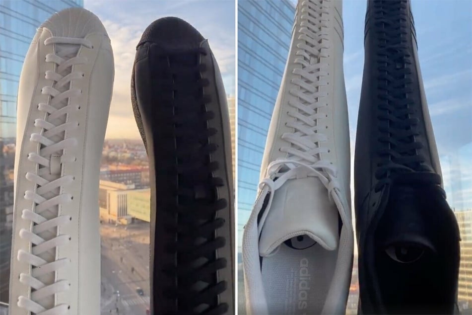 Tommy Cash showed off his gigantic shoes on Instagram (collage).