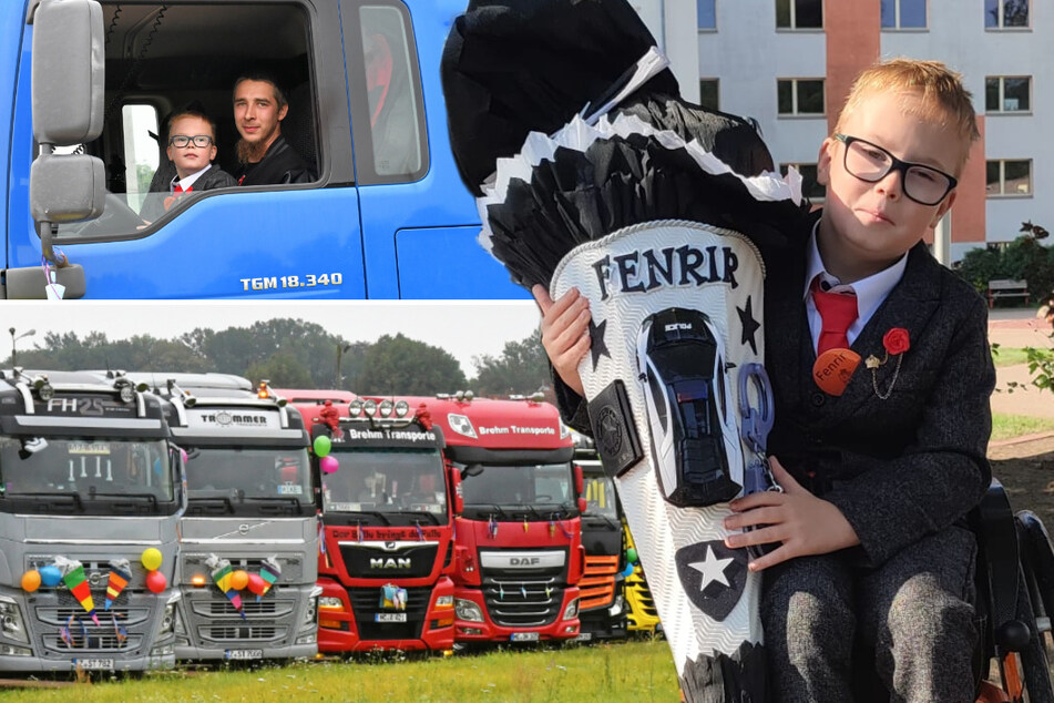 Dresden: Riesige Überraschung: Trucker-Parade für ein kleines Schulkind