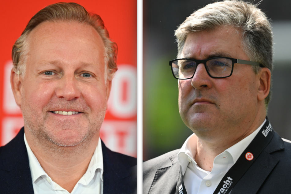 Gibt es mächtig Zoff zwischen Eintracht Vorstandssprecher Axel Hellmann (51, r.) und Aufsichtsratschef Philip Holzer (57)?