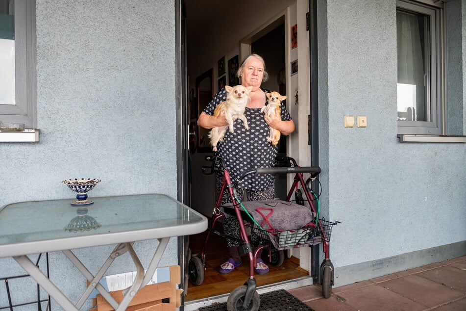 Kommt nicht mal mehr fürs "große Geschäft" raus: Gabriele Nötzold (70) mit ihren beiden Chihuahuas.