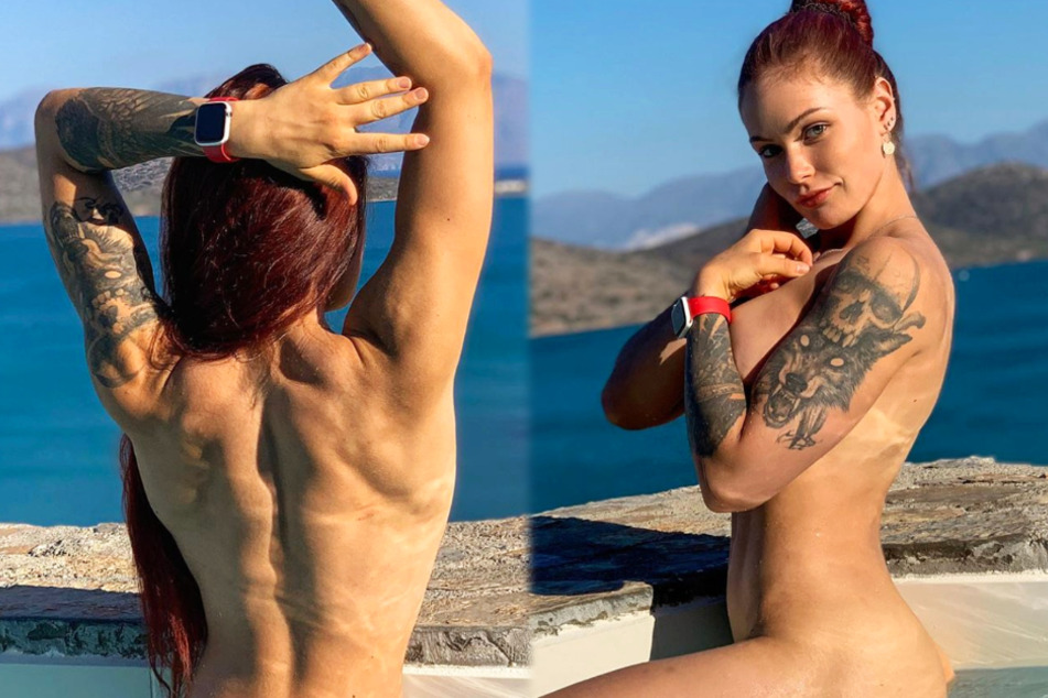 Diese beiden Oben-Ohne-Bilder von LeaLovesLifting alias Lea Künzl (22) entstanden während ihres Urlaubs in Griechenland.