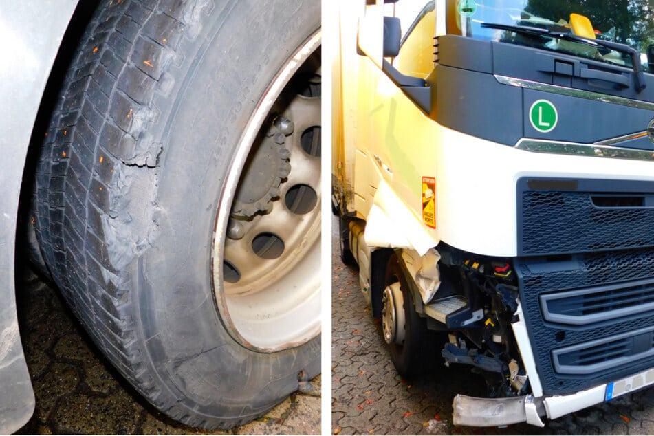 Laster nach Unfall total kaputt, Fahrer setzt Transport trotzdem fort