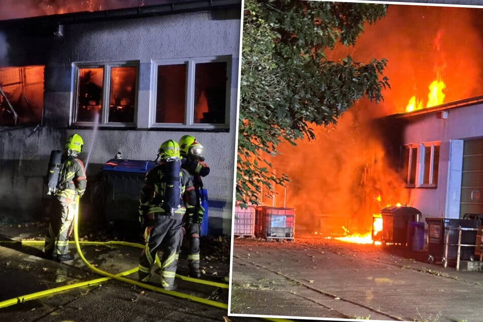 100.000 Euro Schaden: Lagerhalle in Sachsen geht in Flammen auf