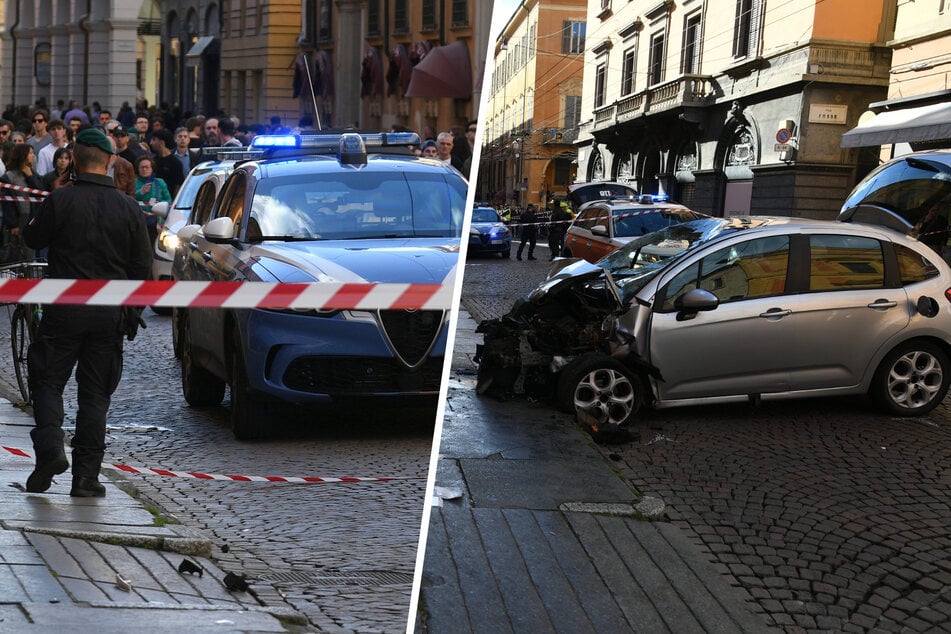 Auto rast in Menschenmenge, Fahrer flieht mit Messer