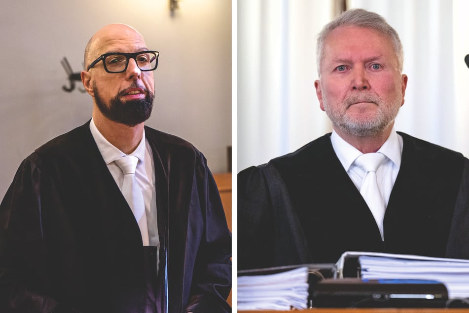 Oberstaatsanwalt Guido Lunkeit (l.) ermittelte neun Jahre lang gegen die Hells Angels und beantragte letztlich die Einstellung der Verfahren. Der Vorsitzende Richter Rüdiger Harr (r.) stimmte mit seiner Strafkammer dem Prozedere jetzt zu.