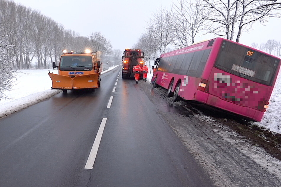 Im Landkreis Börde verunfallte am Morgen ein Linienbus auf einer Landstraße.