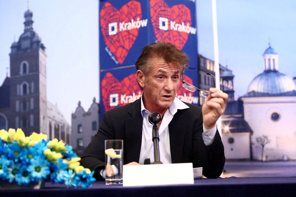 Sean Penn spoke during a news conference in Krakow, Poland in March.