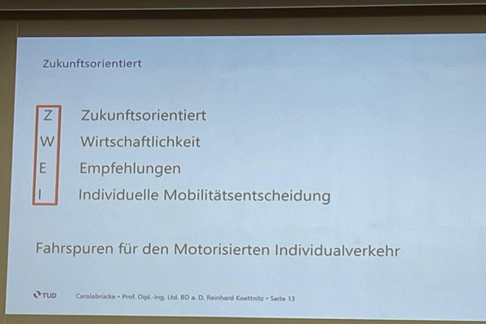 Diese Folie soll zeigen, warum zwei Autospuren sinnvoll wären.