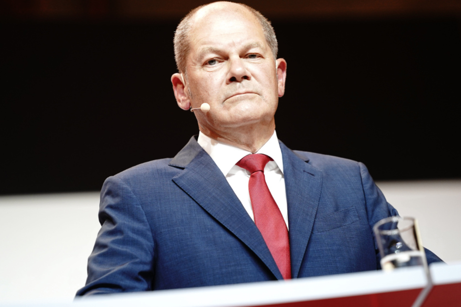 Das Foto zeigt Olaf Scholz (SPD) bei der Pressekonferenz, auf der er als Kanzlerkandidat seiner Partei für die Bundestagswahl 2021 vorgestellt wurde.