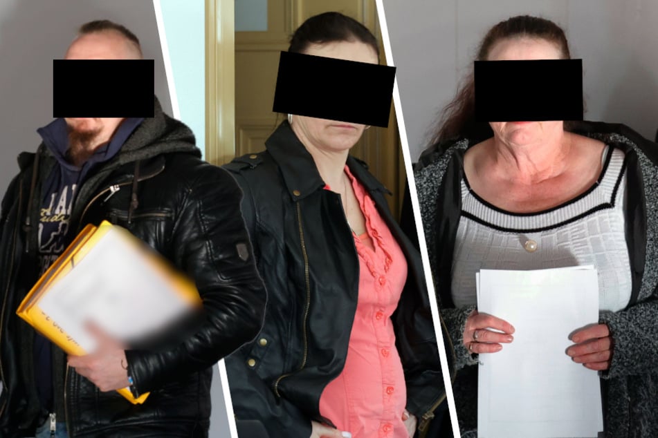 Derrick B. (35), Silvia B. (49, M.) und Kathrin B. (59) werden des Drogenhandels beschuldigt.