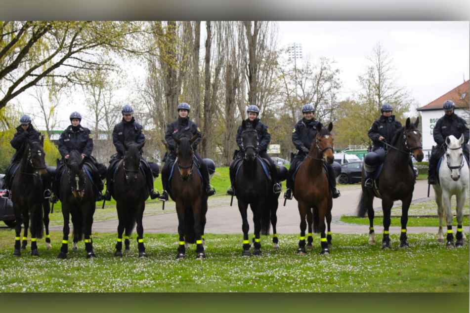 Das Derby wurde unter anderem von acht Reiterinnen auf ihren Polizeipferden gesichert.