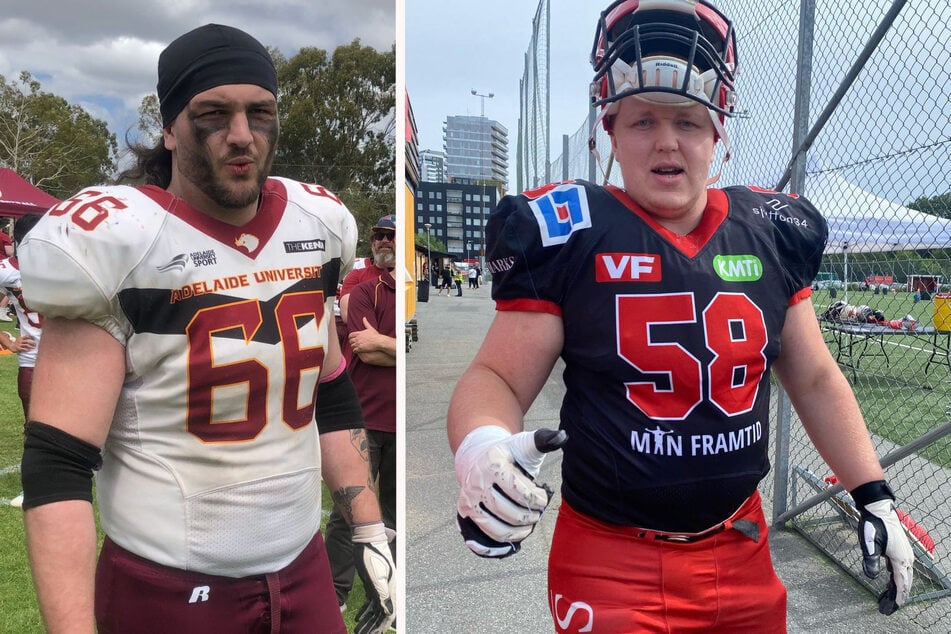 Laurence Maio (23, l.) und Axel Nykvist (21, r.) verstärken die Offensive Line der Monarchs.