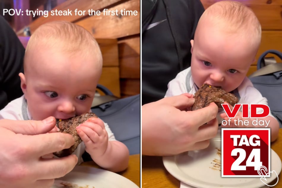 This baby tried steak for the first time at Texas Roadhouse - and his reaction is priceless!