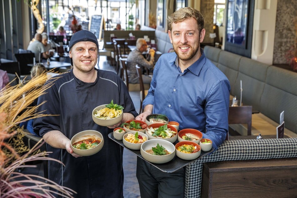 Clemens Eisold (37, r.) und Patrick Ruhland (35) präsentieren eine kleine Tapas-Auswahl.