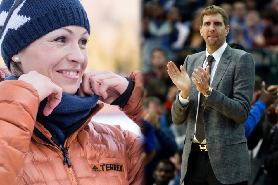 Biathletin Magdalena Neuner (33, l.) und Basketballer Dirk Nowitzki (42) werden unter anderem zu "Sportlegenden des Jahrzehnts" ausgezeichnet. (Fotomontage)