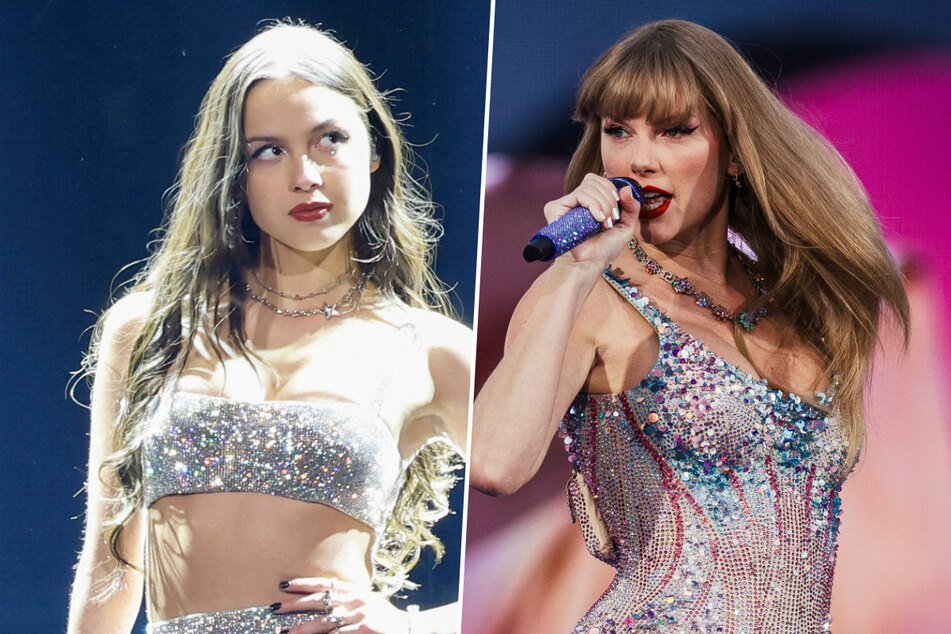 Taylor Swift (r.) has reportedly renewed her alleged feud with Olivia Rodrigo (l.) after selecting Griff as one of her newest opening acts on The Eras Tour.