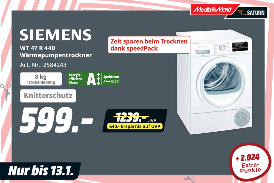 Siemens-Trockner für 599 Euro.