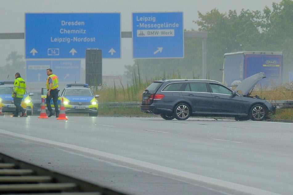 Auf der A14 bei Leipzig kam es am Donnerstagvormittag zu einem Autounfall.