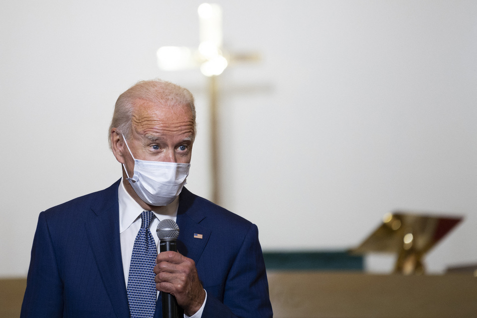 Presidential candidate and former US Vice President Joe Biden speaks at Grace Lutheran Church in Kenosha, Wisconsin, on September 3, 2020.