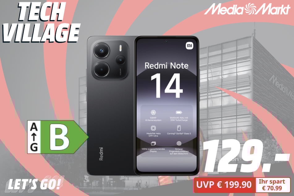 Xiaomi Redmi Note 14 128 GB für 129 statt 199,90 Euro.