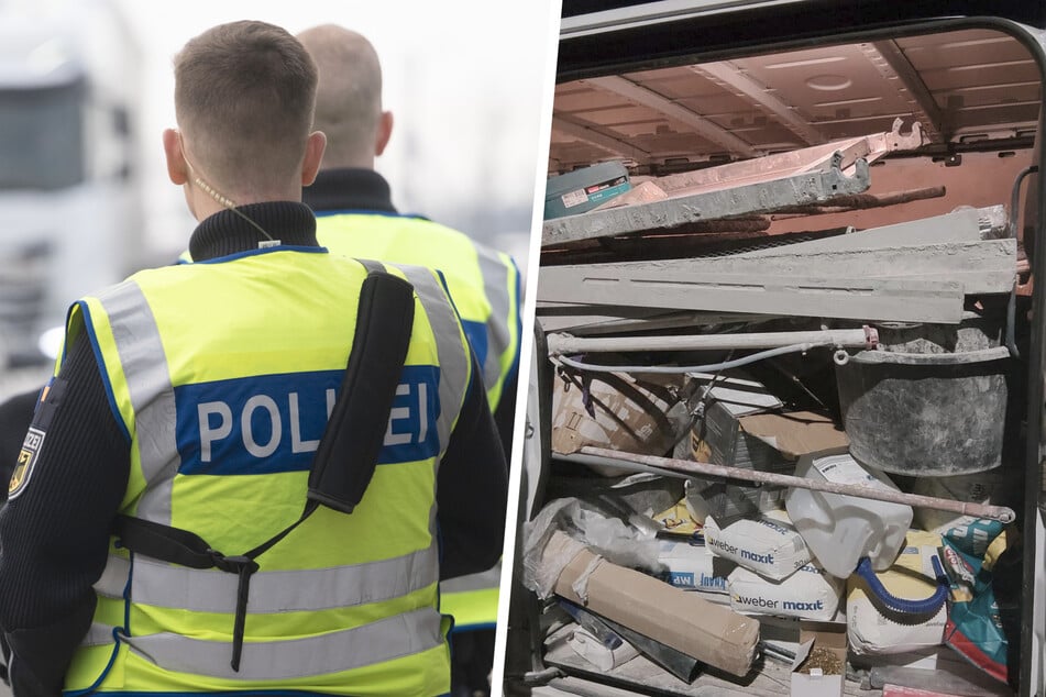 Im Laderaum des Transporters fanden die Beamten der Bundespolizei allerlei Baumaterialien.