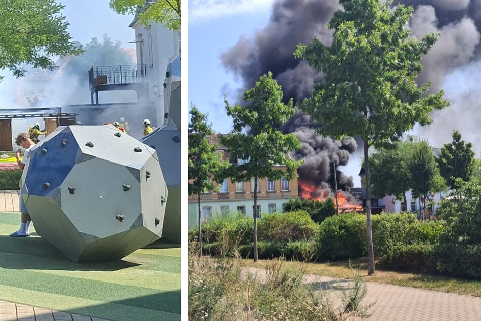 Dresden: Carport geht in Flammen auf: Vollbrand greift auf Garage und Wohnhaus über