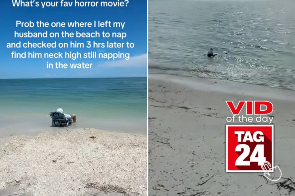 viral videos: Viral Video of the Day for July 15, 2025: Wife leaves husband napping – and returns to find him in the ocean!