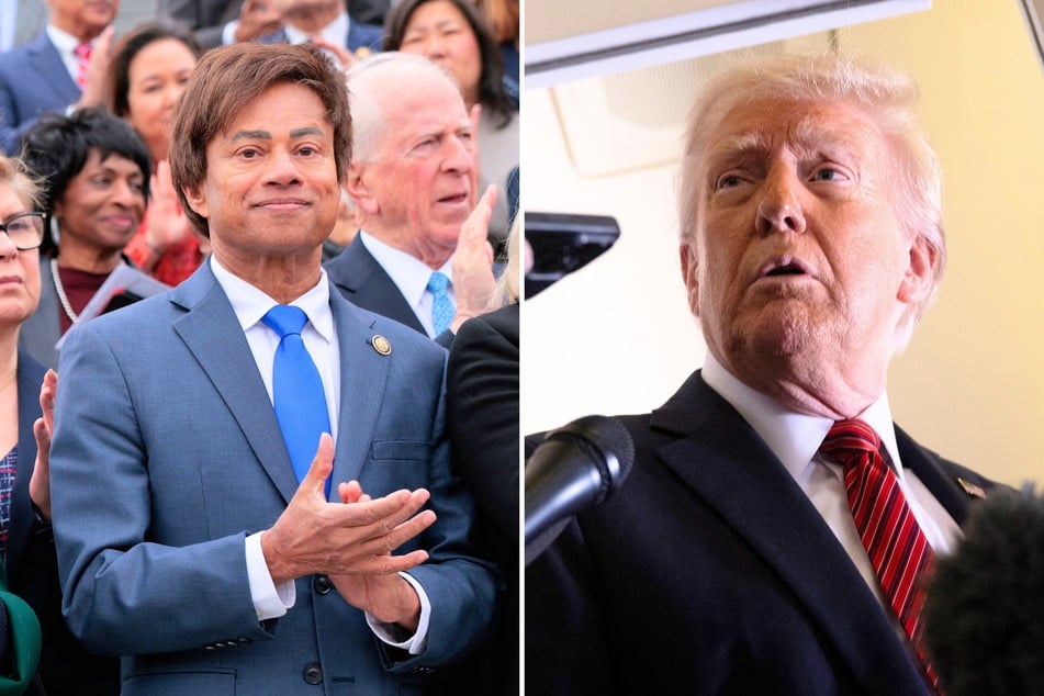 Congressman Shri Thanedar (l.) recently moved to force a vote to impeach President Donald Trump (r.), but is struggling to gain party support.