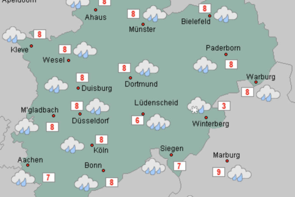 Wer am Montag in NRW das Haus verlassen muss, sollte einen Regenschirm zur Hand haben: Es wird nass!