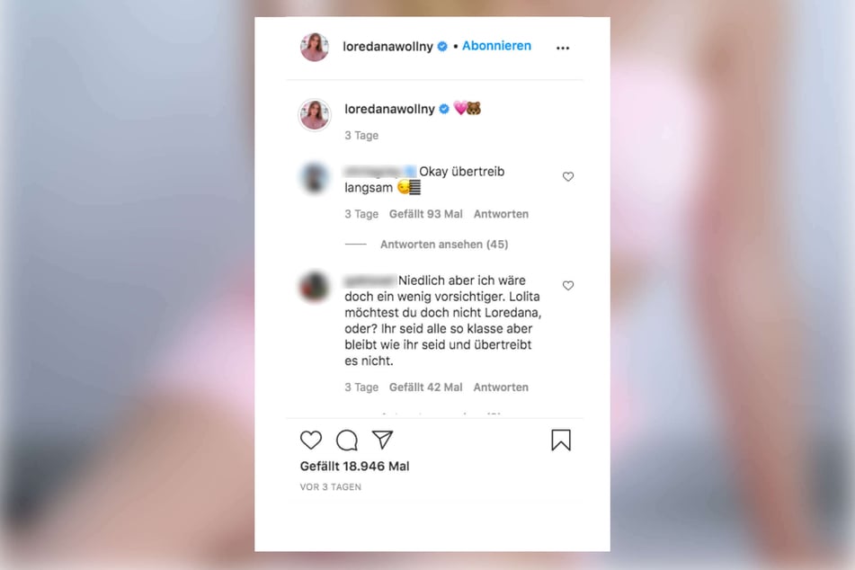Einige Fans zeigten sich wenig begeistert von Loredana Wollnys (17) Instagram-Bild und übten Kritik in der Kommentarspalte.