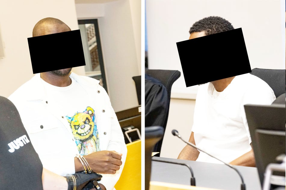 Hamsik E. (24, l.) lebte zuletzt in Amsterdam und muss nun in Sachsen in Haft, Ayomide N. (25, r.) wurde aus Italien für den Prozess ausgeliefert.