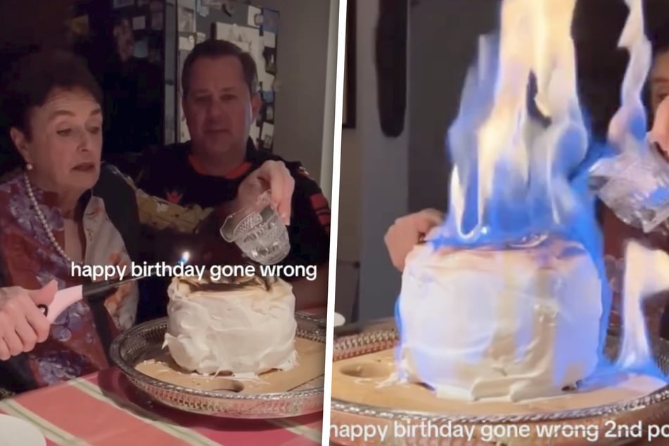 Oma Ann (l.) wollte ihren Sohn David mit einer selbst gemachten "Baked Alaska"-Torte überraschen. Am Ende brannte das Kunstwerk aus Eis und Baiser lichterloh.