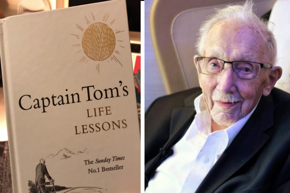 Captain Tom died in February at the age of 100 after finishing his Life Lessons book two months earlier (collage).