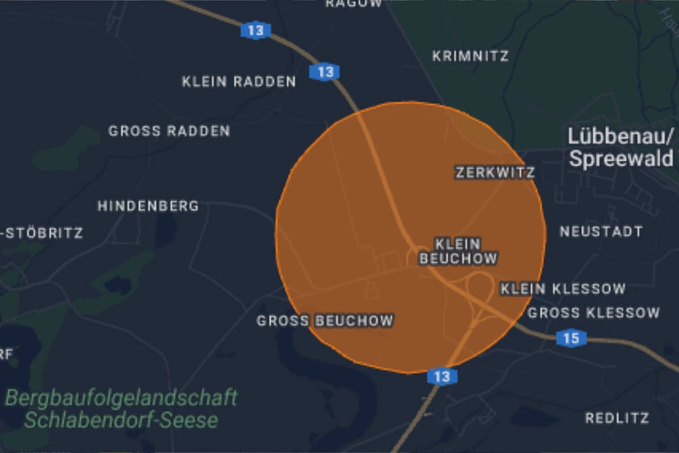 Die Warnapp NINA warnt vor einer starken Rauchentwicklung im Bereich des Autobahndreiecks Spreewald.