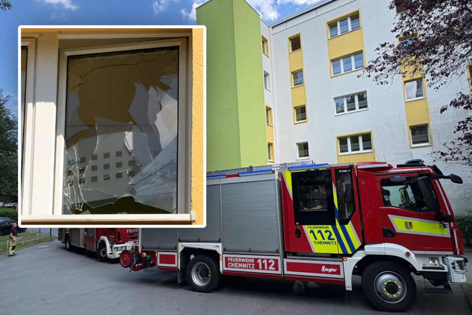 Chemnitz: Fenster zertrümmert, drei Verletzte: Explosion in Chemnitzer Plattenbau