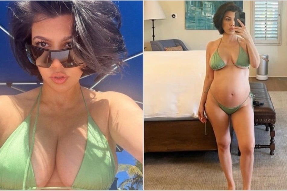 Kourtney Kardashian has everyone green with envy as she looks stunning in her sexy swimwear with her adorable baby bump.